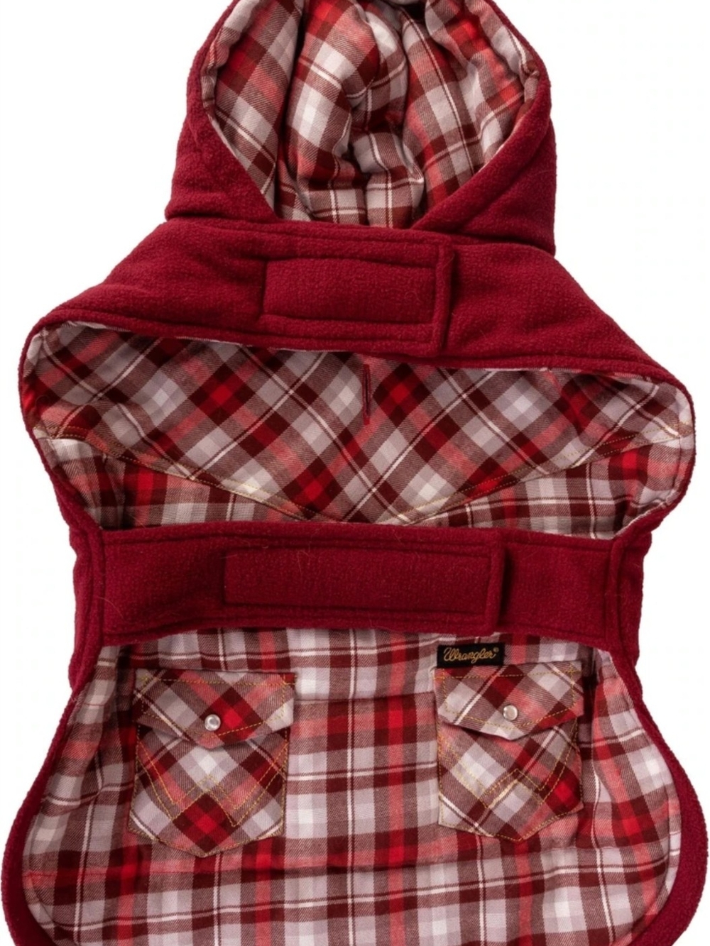 Wrangler Red Plaid Hooded Dog Coat - Picture 5 of 5